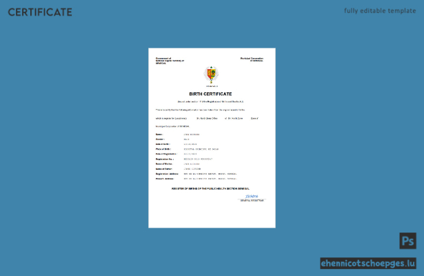 Senegal Geburtsurkunde (Word- und PDF-Beispiel)
